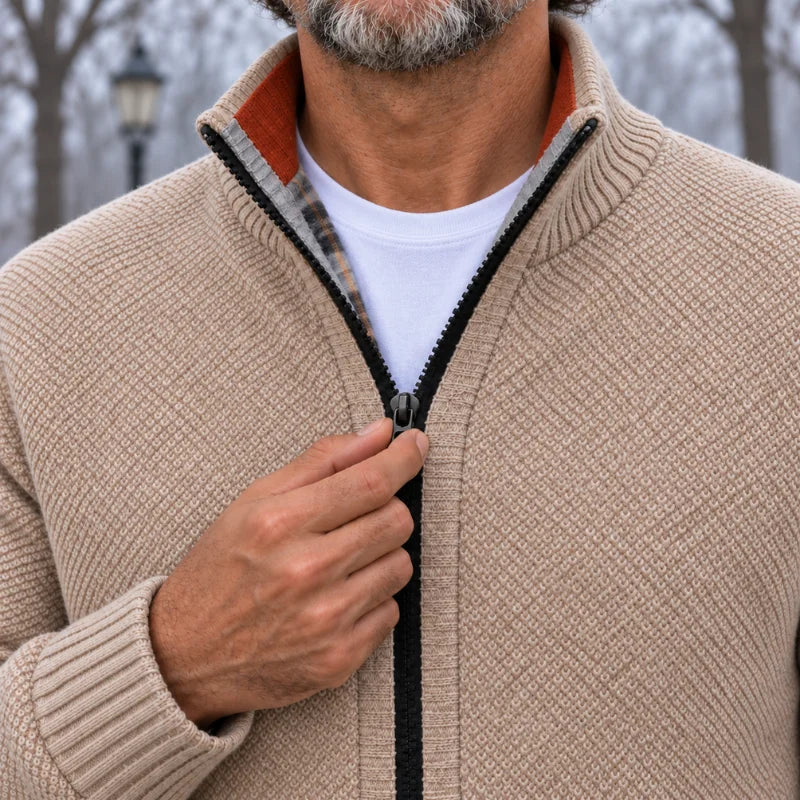 Strickjacke mit Reißverschluss und Fleecefutter - Nordic