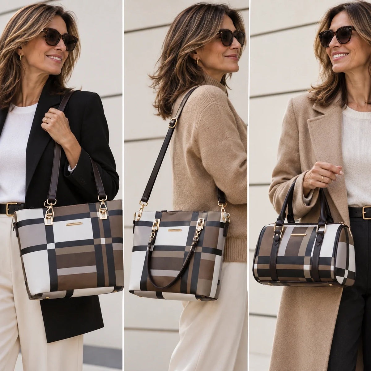 Élodie | 6-teiliges Damen-Handtaschen-Set – Shopper, Henkeltasche, Umhängetasche, Clutch & Geldbörse
