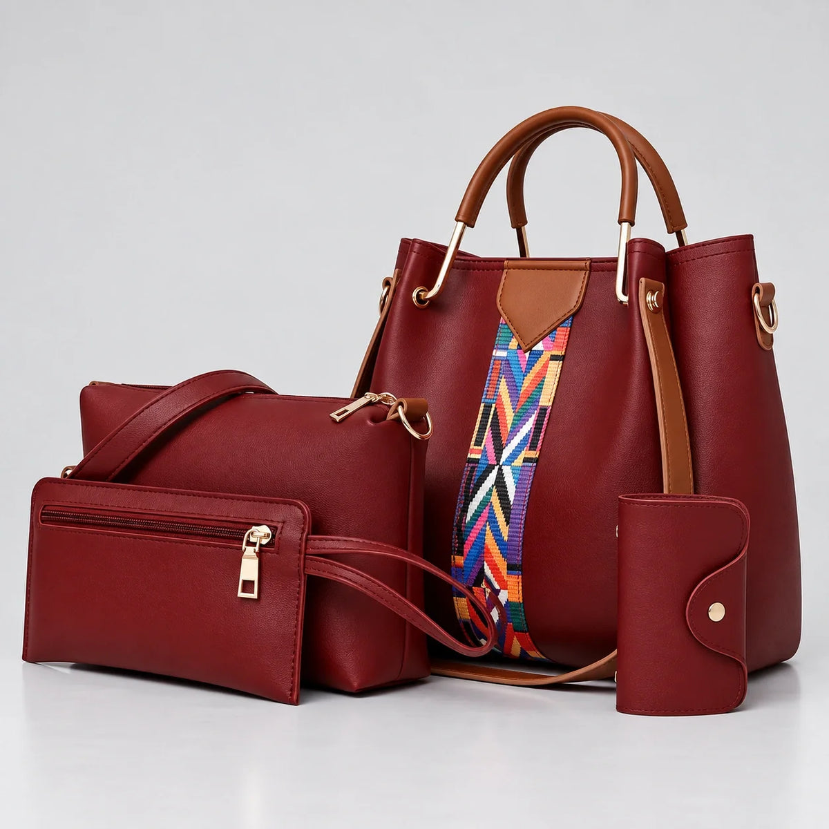 Allure | 4-teiliges Damen-Handtaschen-Set – Shopper, Umhängetasche, Geldbörse & Etui