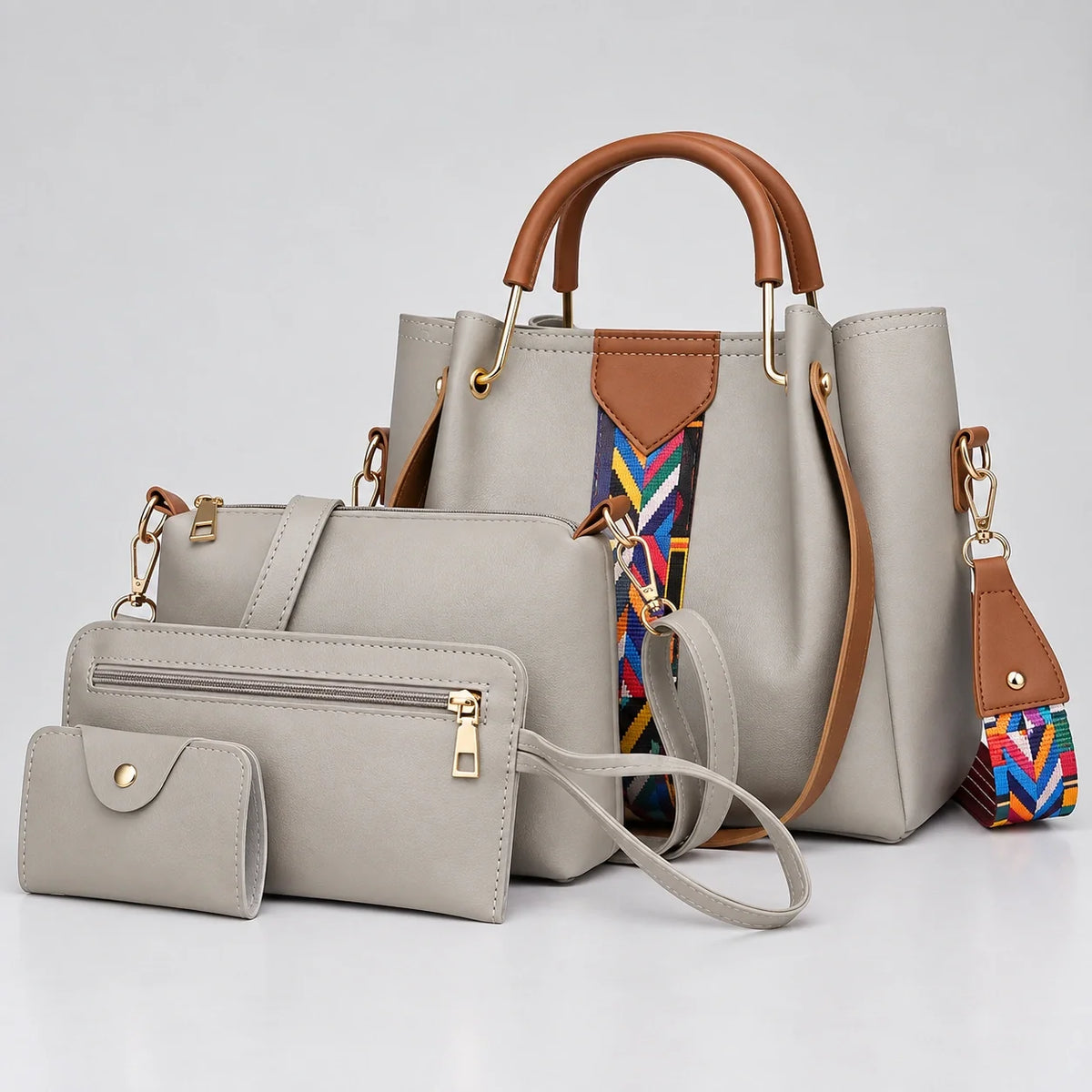 Allure | 4-teiliges Damen-Handtaschen-Set – Shopper, Umhängetasche, Geldbörse & Etui