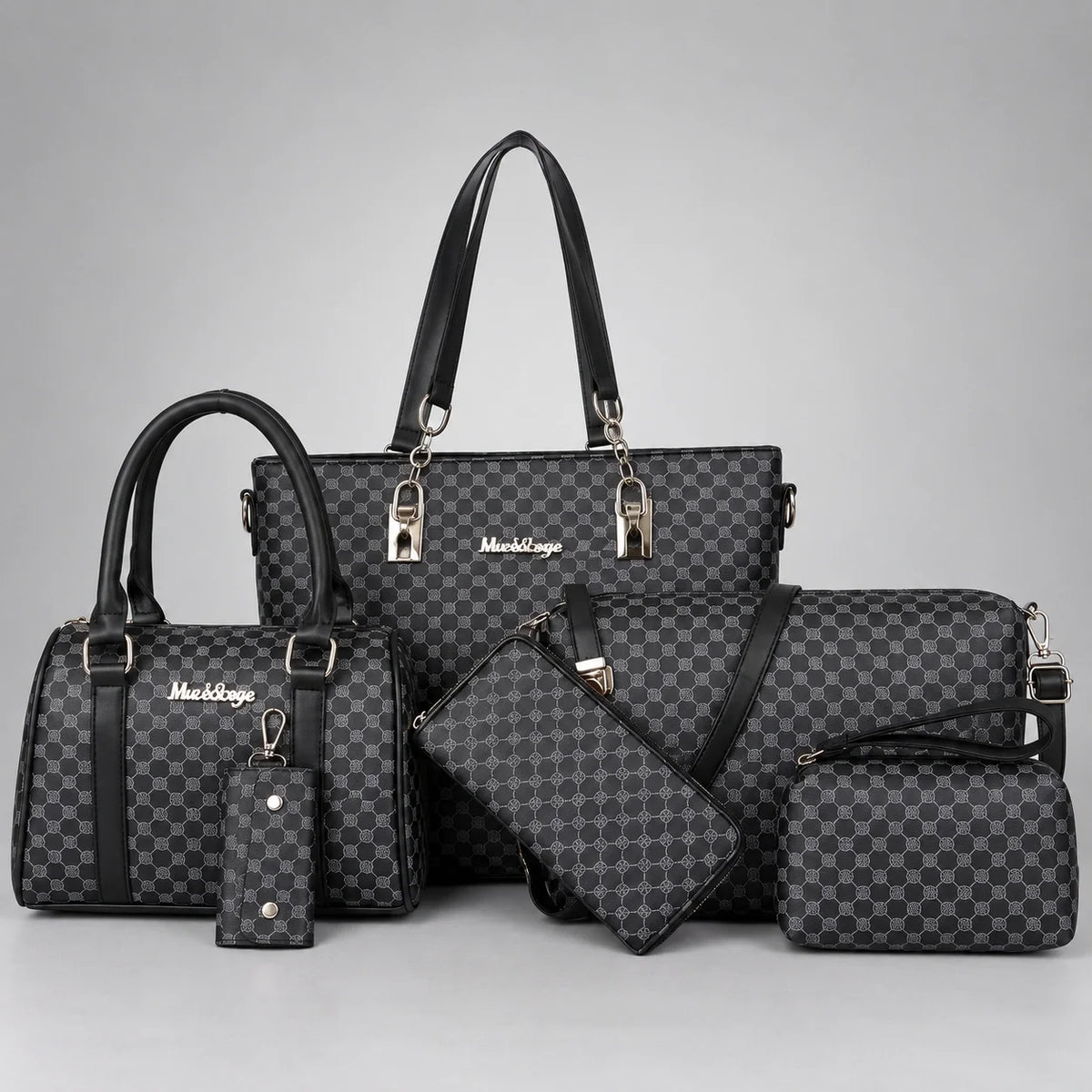 Bohème | 6-teiliges Damen-Handtaschen-Set – Shopper, Handtasche, Clutch, Umhängetasche, Geldbörse & Schlüsseletui