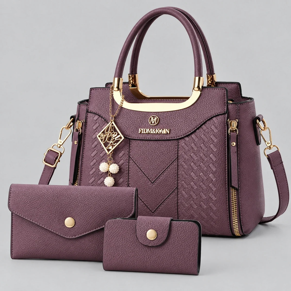 Chevron | 3-teiliges Damen-Handtaschen-Set – Shopper, Geldbörse & Kartenetui