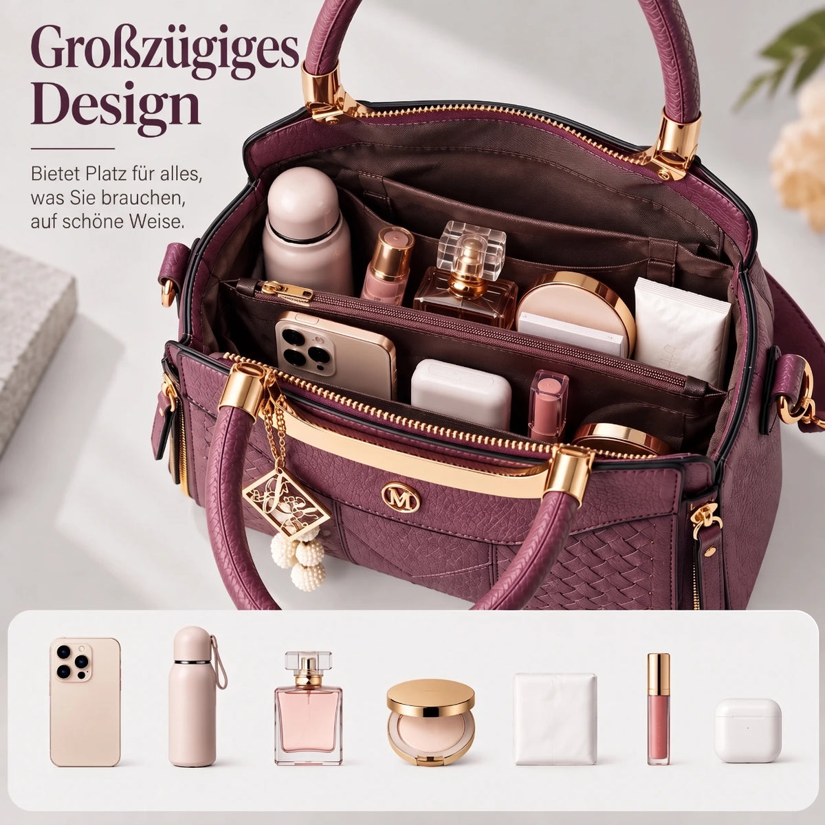 Chevron | 3-teiliges Damen-Handtaschen-Set – Shopper, Geldbörse & Kartenetui