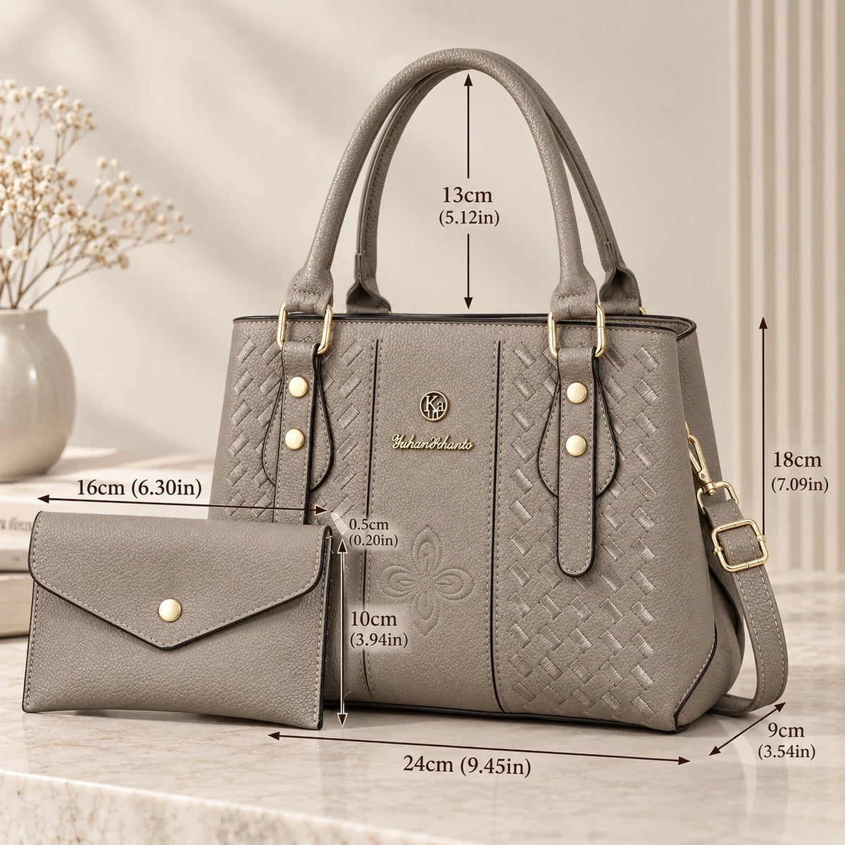 Kenze | 2-teiliges Damen-Handtaschen-Set – Shopper & Geldbörse