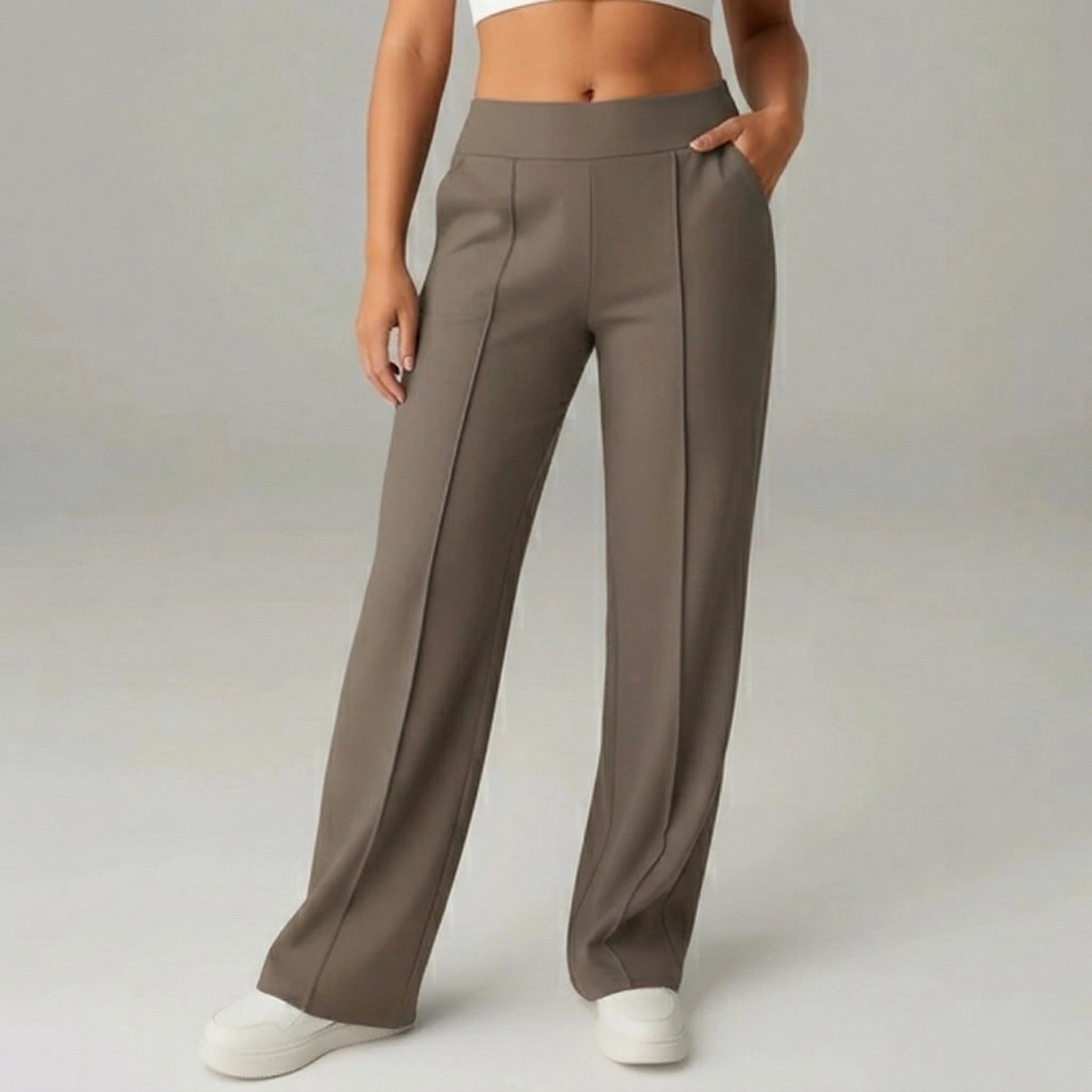 Bequeme Stretchhose mit hoher Taille und weitem Bein – SoftFlex