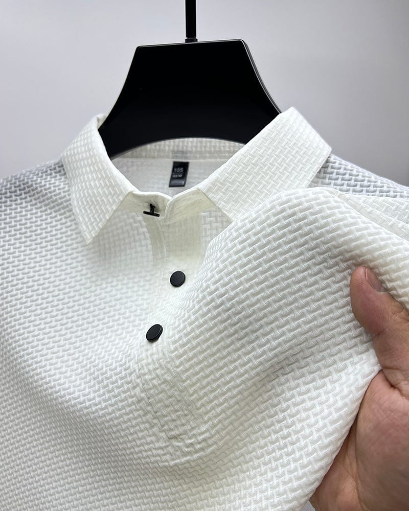 Bequemes texturiertes Stretch-Poloshirt | Kaufe 1, Erhalte 1 Gratis