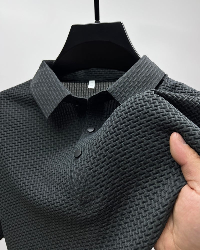 Bequemes texturiertes Stretch-Poloshirt | Kaufe 1, Erhalte 1 Gratis