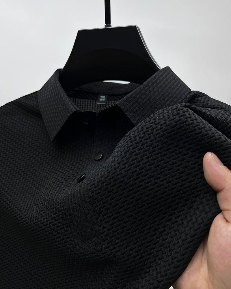 Bequemes texturiertes Stretch-Poloshirt | Kaufe 1, Erhalte 1 Gratis