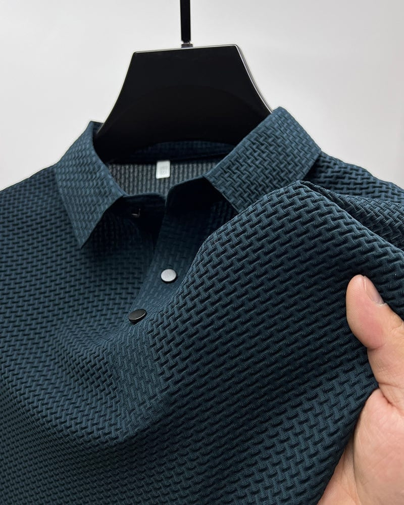 Bequemes texturiertes Stretch-Poloshirt | Kaufe 1, Erhalte 1 Gratis