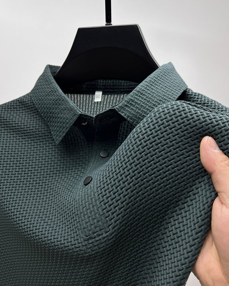Bequemes texturiertes Stretch-Poloshirt | Kaufe 1, Erhalte 1 Gratis