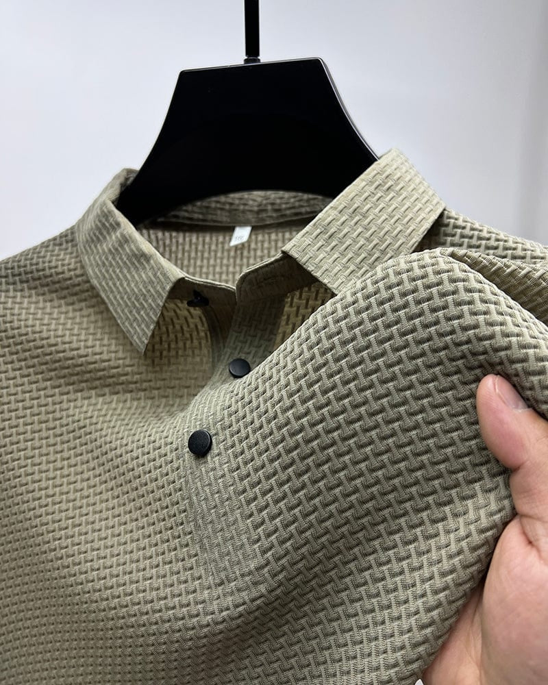 Bequemes texturiertes Stretch-Poloshirt | Kaufe 1, Erhalte 1 Gratis