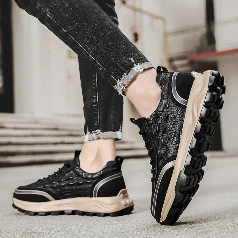 Strapazierfähige und strukturierte Lederschuhe – Edel