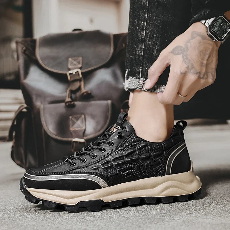 Strapazierfähige und strukturierte Lederschuhe – Edel