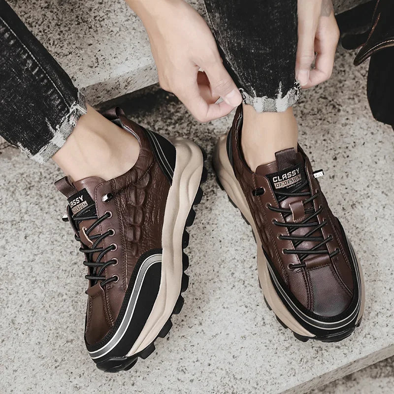 Strapazierfähige und strukturierte Lederschuhe – Edel