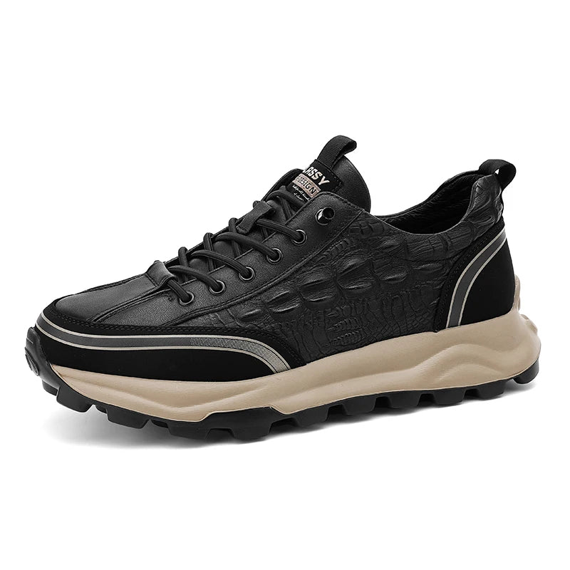 Durable & Textured Leather Shoes - Classy