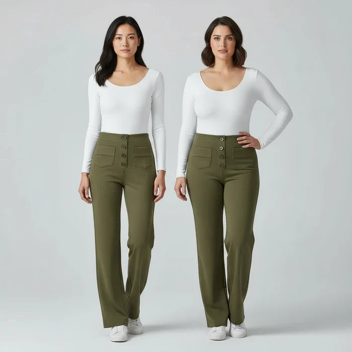 Sophie Stretchhose mit hoher Taille und Seitentaschen