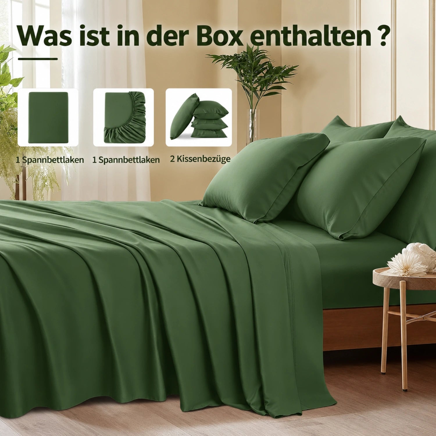 Bambus-Kühlbettwäsche-Set 4 Teile
