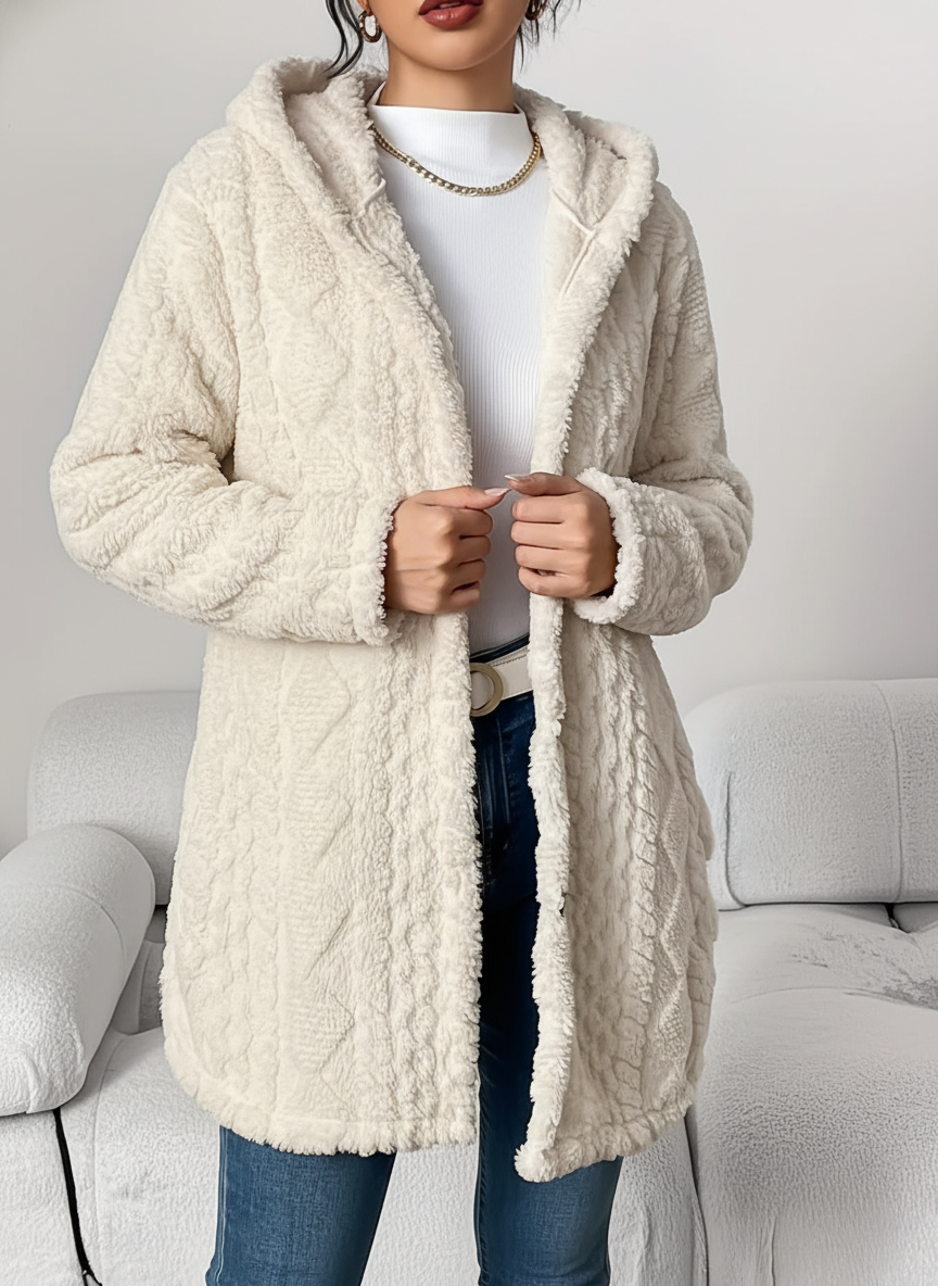 Fleece-Cardigan für Damen mit Kapuze – Louise