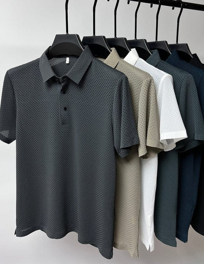 Bequemes texturiertes Stretch-Poloshirt