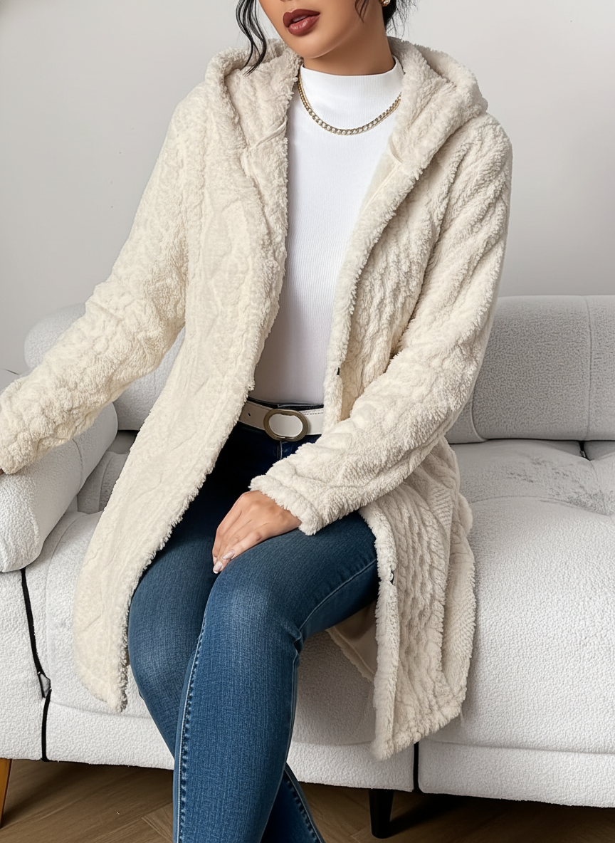 Fleece-Cardigan für Damen mit Kapuze – Louise