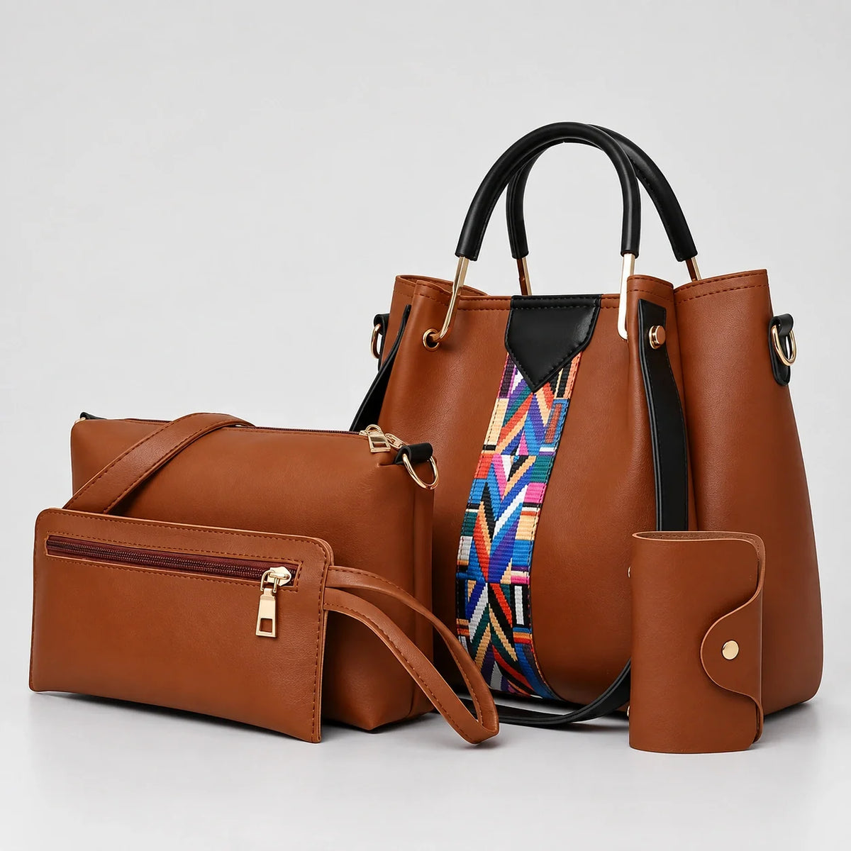 Allure | 4-teiliges Damen-Handtaschen-Set – Shopper, Umhängetasche, Geldbörse & Etui