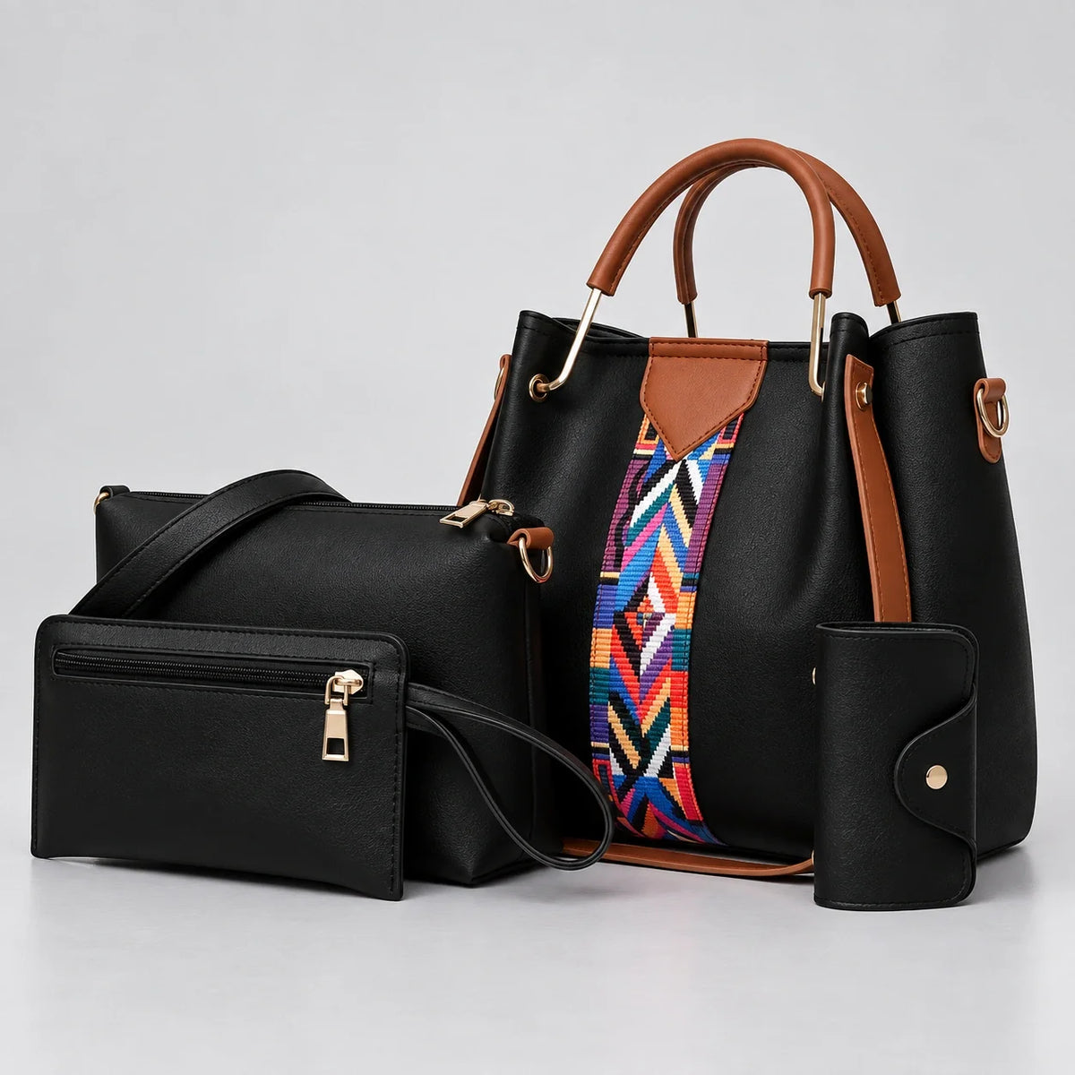 Allure | 4-teiliges Damen-Handtaschen-Set – Shopper, Umhängetasche, Geldbörse & Etui
