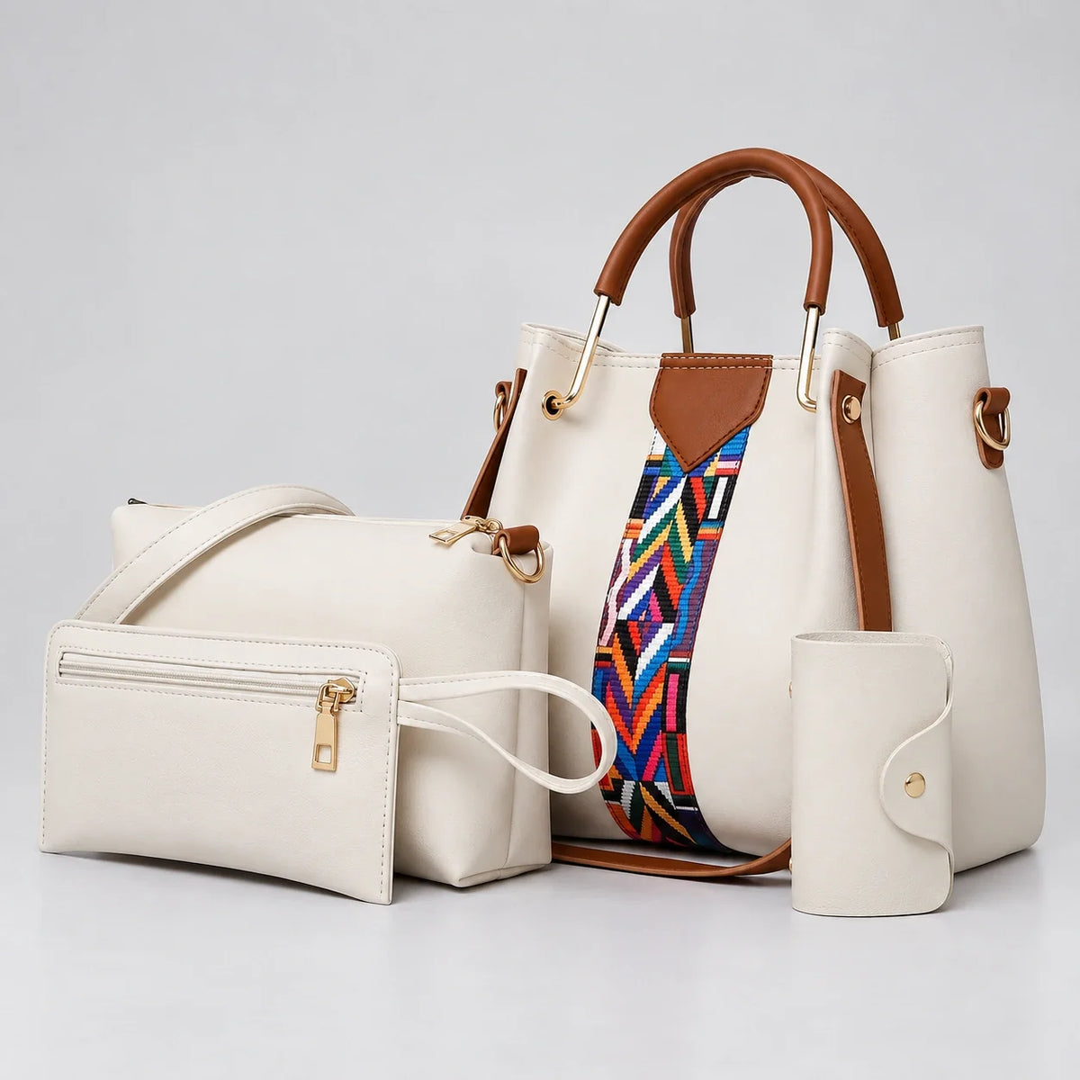 Allure | 4-teiliges Damen-Handtaschen-Set – Shopper, Umhängetasche, Geldbörse & Etui