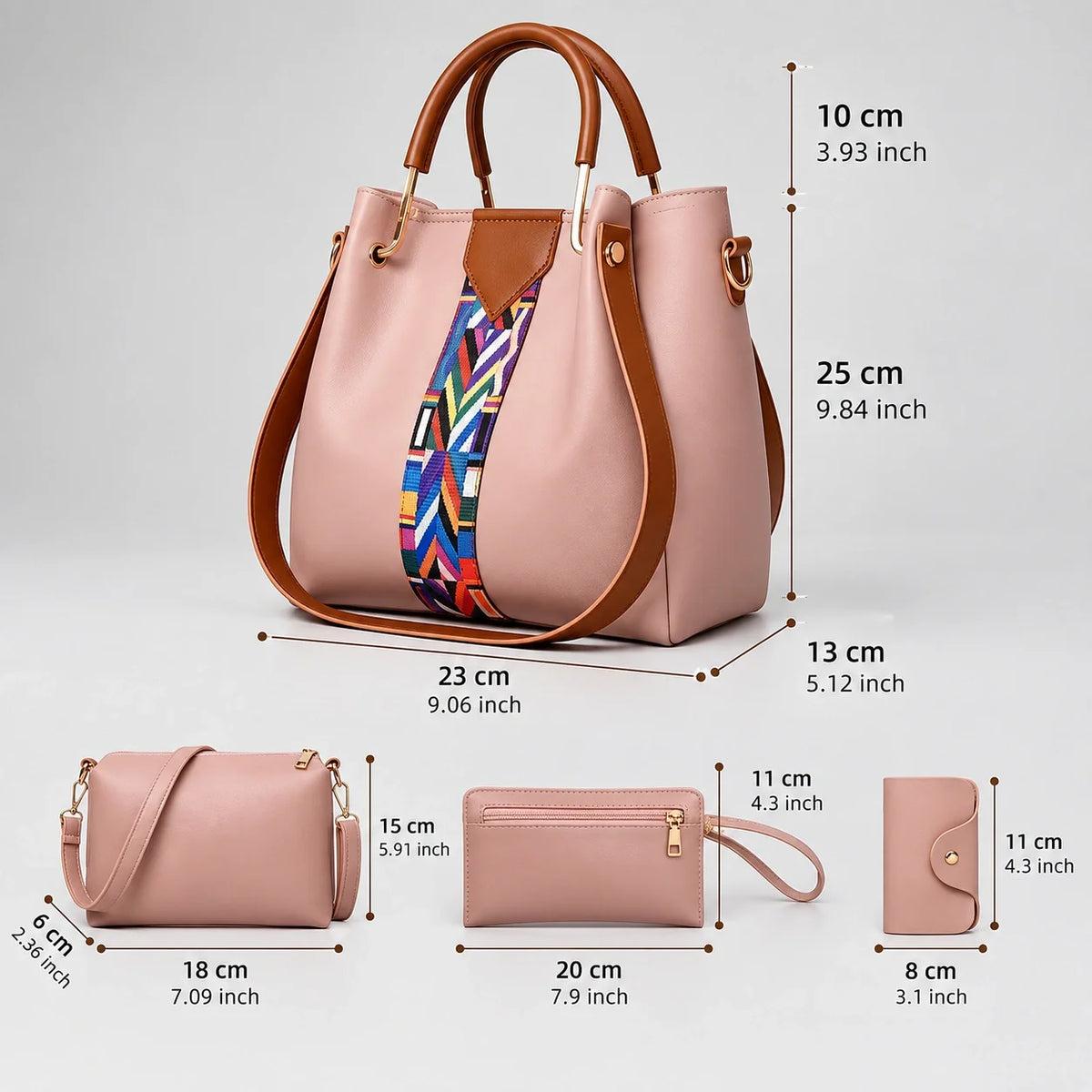 Allure | 4-teiliges Damen-Handtaschen-Set – Shopper, Umhängetasche, Geldbörse & Etui