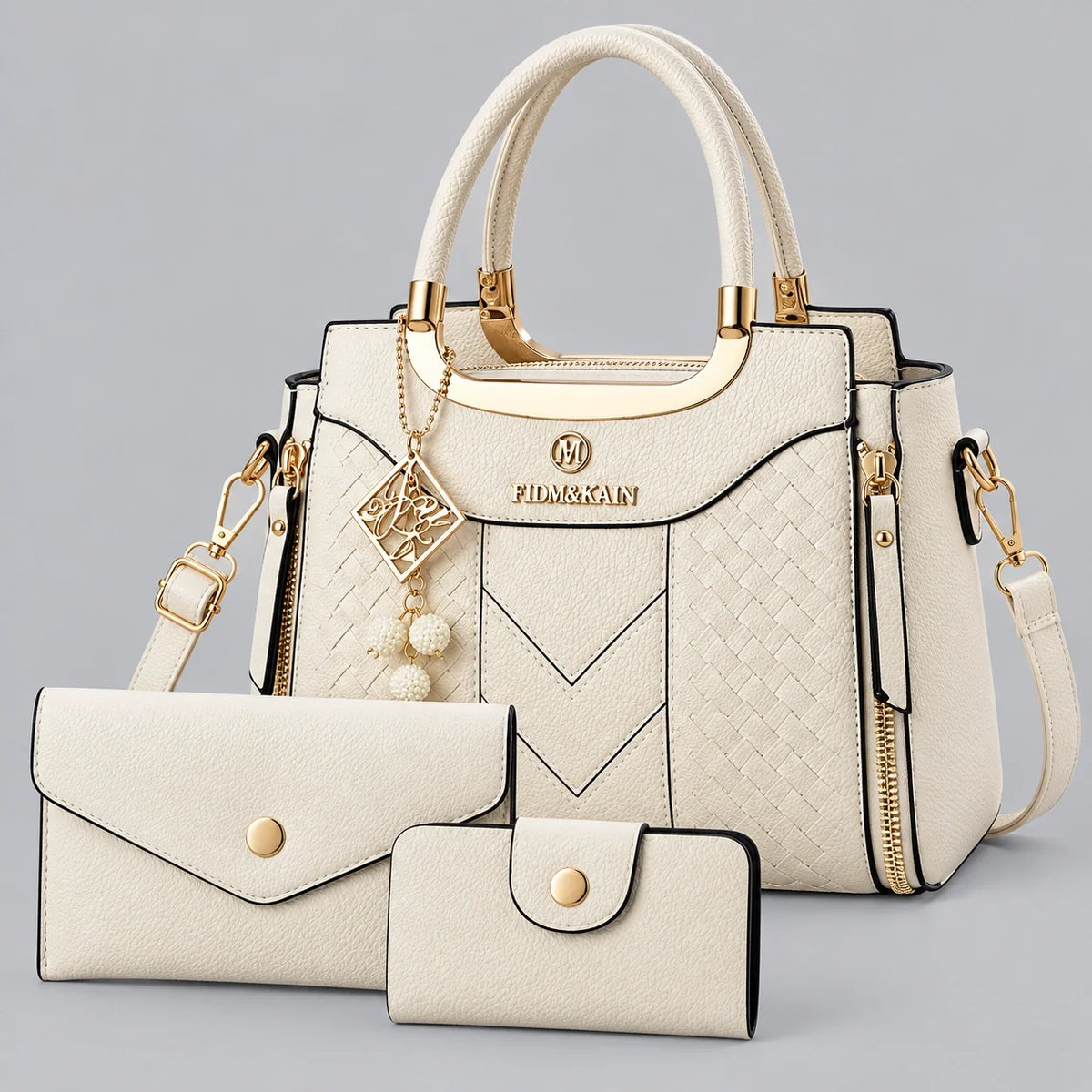 Chevron | 3-teiliges Damen-Handtaschen-Set – Shopper, Geldbörse & Kartenetui