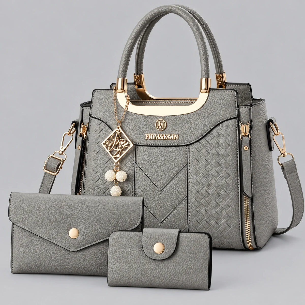 Chevron | 3-teiliges Damen-Handtaschen-Set – Shopper, Geldbörse & Kartenetui
