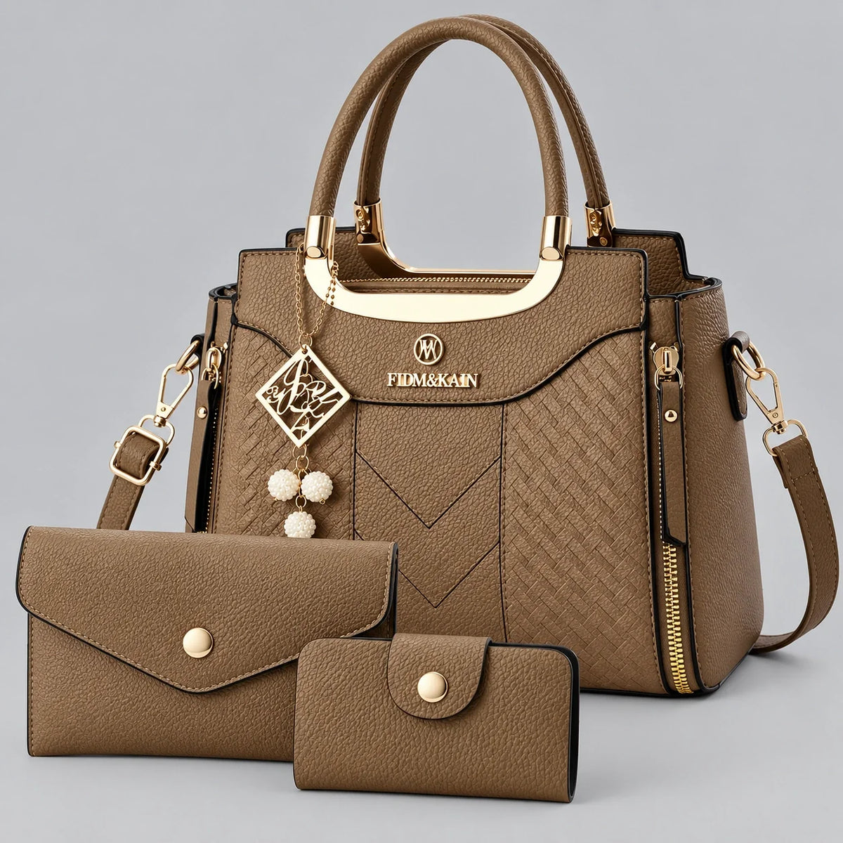 Chevron | 3-teiliges Damen-Handtaschen-Set – Shopper, Geldbörse & Kartenetui