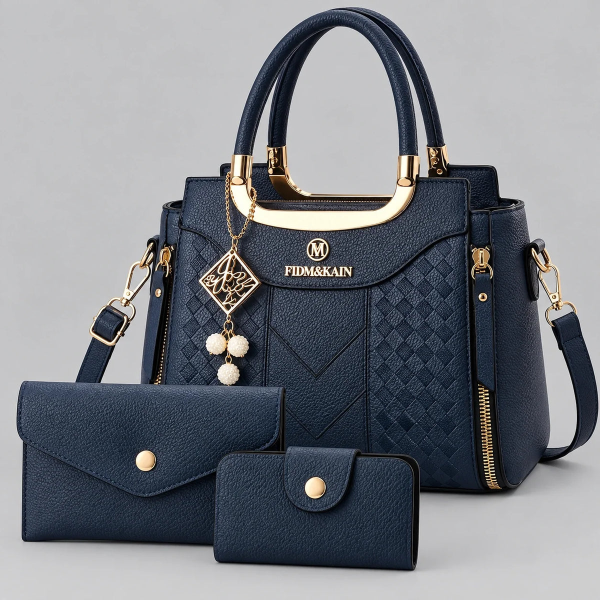 Chevron | 3-teiliges Damen-Handtaschen-Set – Shopper, Geldbörse & Kartenetui