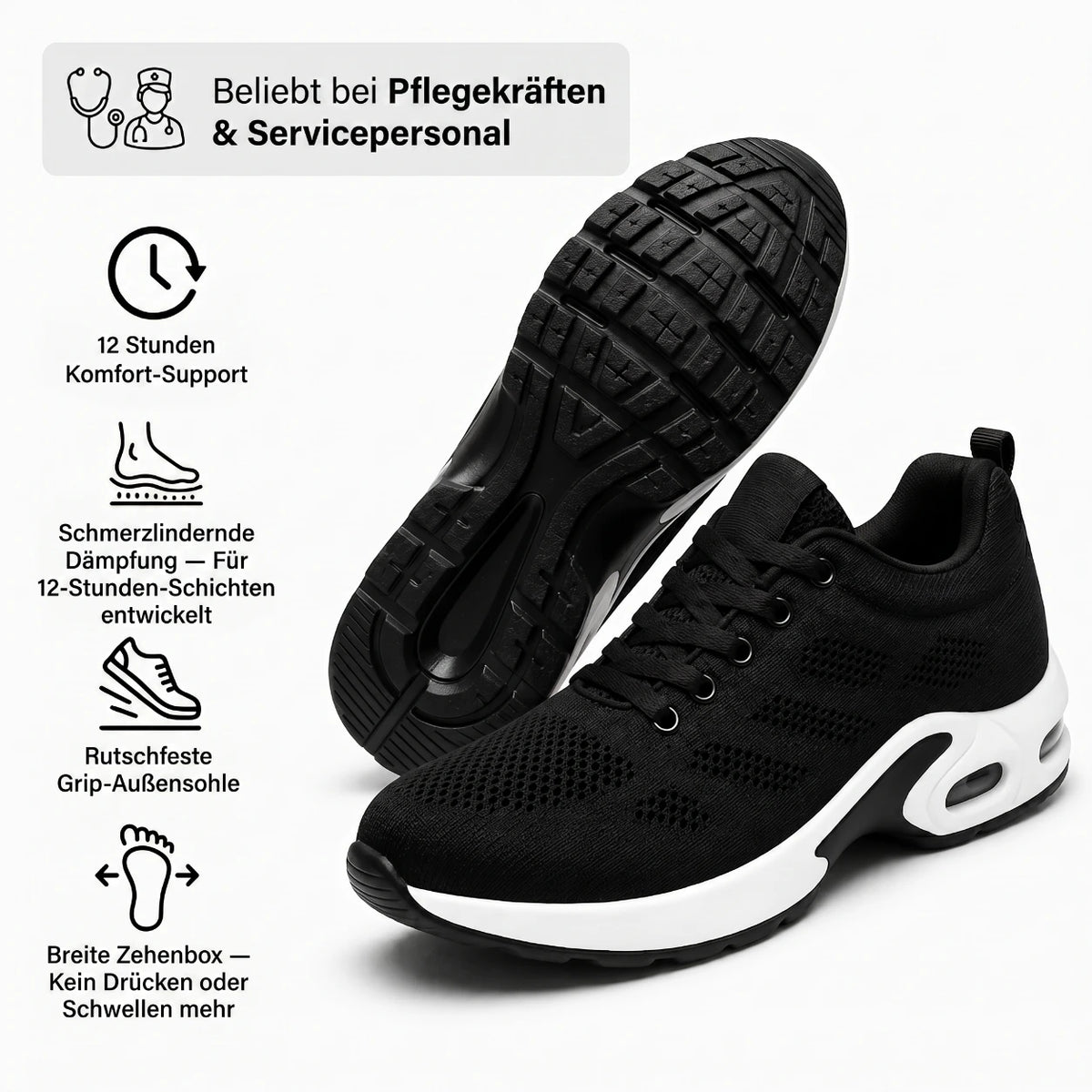 OrthoWalk™ – 12-Stunden-Arbeitsschuhe zur Linderung von Fuß-, Knie- & Rückenschmerzen