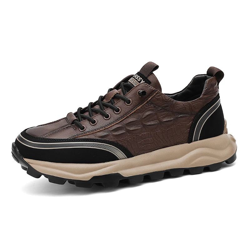 Durable & Textured Leather Shoes - Classy