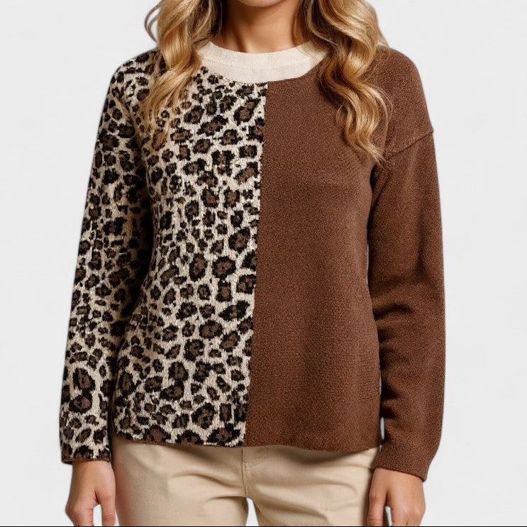 Isabella Damen Schicker Leopardenpullover
